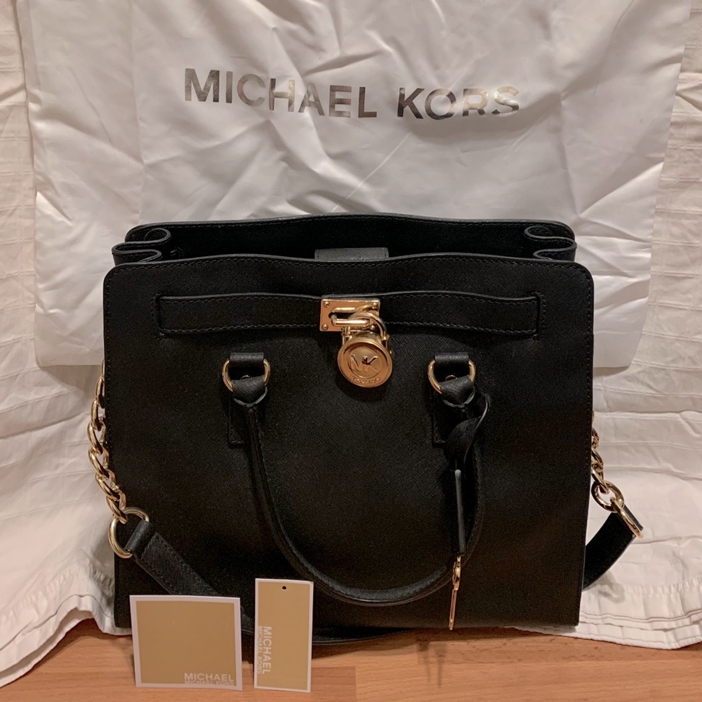 Michael Kors Hamilton Black Saffiano Leather Tote
